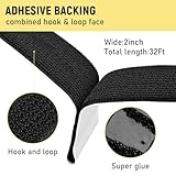 Butie 2in x 32ft Hook and Loop Tape with Adhesive, Heavy Duty Self-Gripping Hook and Loop Strips with 20 Metal Buckles, Multi-Purpose Wrap Roll for Home Office School and Car