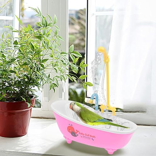 Baño automático de loro con ducha integrada y piscina de agua circulante 3