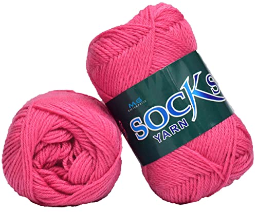 Image of M.G ENTERPRISE Premium Socks high Strength Nylon Yarn Suitable for Socks, Accessories, and Home Decor. 300 gm Rose, Suitable for Both Crocheting & Knitting. CJAB