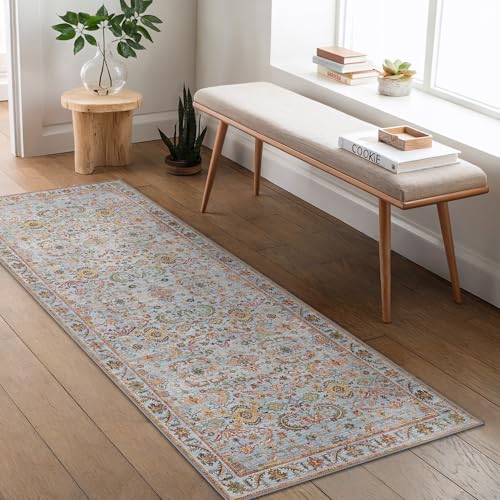 BEIMO tapis de Salon 80x300CM Orienta Vintage Adulte Antidérapant Brunjaunâtre