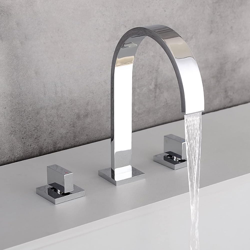 Robinet de lavabo cascade en laiton chrome luxe pour salle de bains