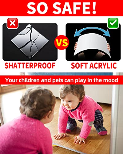 Canhard Unbreakable Full Length Wall Mirror,Shatterproof Mirror For Kids,4 Pack 10"X10",Mirrors For Bedroom,Mirrors For Wall,Over The Door Mirror Glassless,Sticky Mirrors For Wall,Full Body Mirror #TOP4