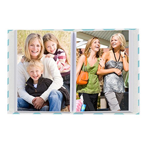Pioneer Photo Albums CHEV-100 Chevron Fabric Frame Photo Album with 100 Pockets Hold, 4 x 6, Aqua/White, 4 x 6 Inches - Image 3