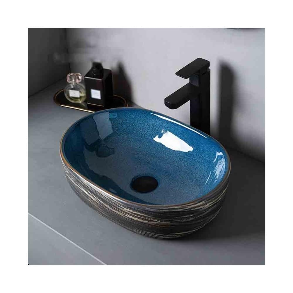 Lavabo De Baño Pequeño Ovalado De Cerámica para Exterior E Interior, Lavabo De Pedestal Vintage con Accesorios, Lavabo De Patio, Lavabo De Tocador