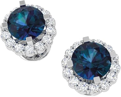 Miniatura 3 de TRUTH JEWELS INC Aretes tipo dormilona con halo de diamante natural de 15 qt en plata de ley 925 para mujer Caja de regalo de joyería fina incluida