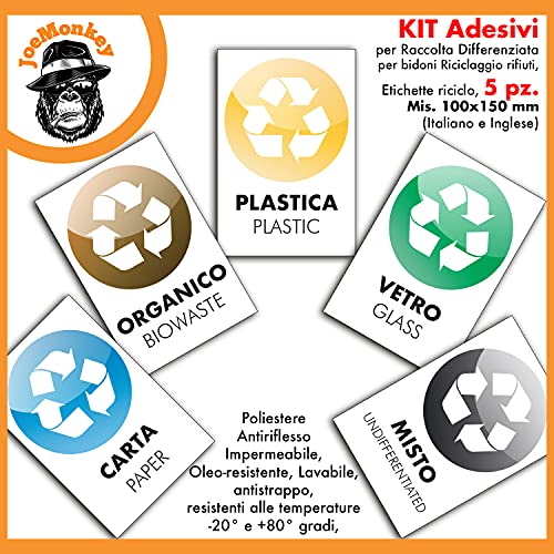 5 Adesivi Per Rifiuti Alimentari Autoadesivi 100x150 Mm - Etichette Impermeabili Per Bidoni Riciclaggio, Facili Da Applicare, Prodotte Nel Regno Unito - 3