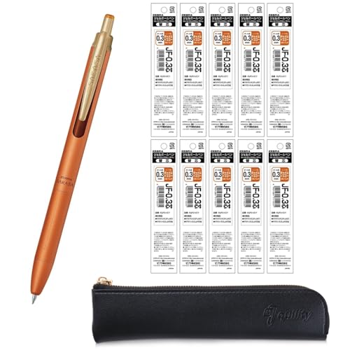 Bolígrafo Gel Zebra Sarasa Grand 0.3mm Amarillo Camello con Estuche y 10 Recambios