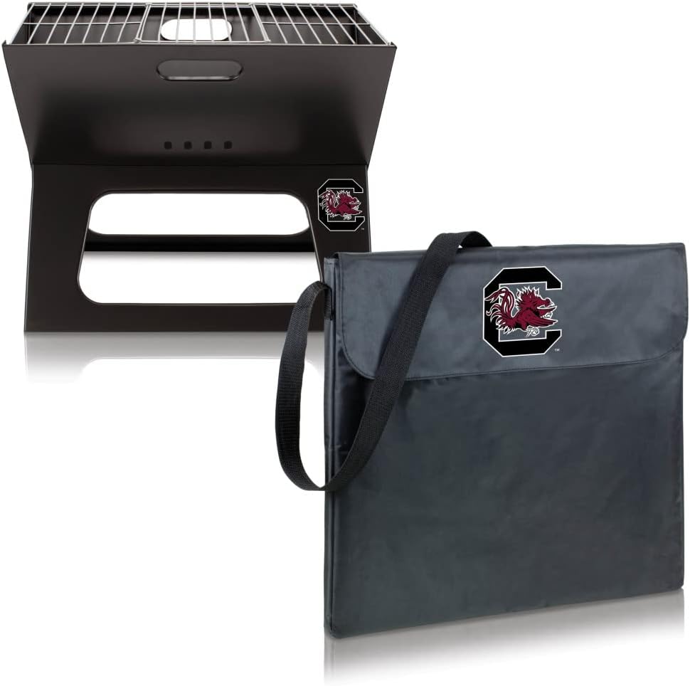 PICNIC TIME NCAA South Carolina Gamecocks X-Grill Portable Grill - Camping Grill - Small Charcoal Grill for Tailgating