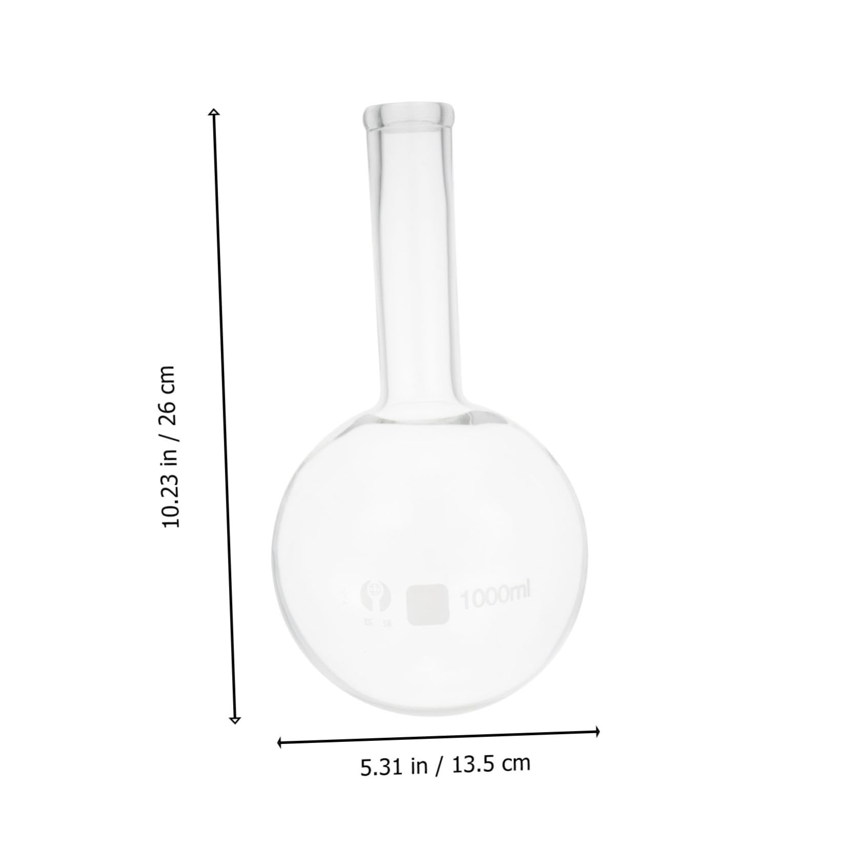 Ciieeo Fiaschetta e Resistenza ad Alta Temperatura Collo Stretto in Materiale Sintetico Trasparente da 1000ml Fondo Rotondo da Laboratorio per Esperimenti Scientifici