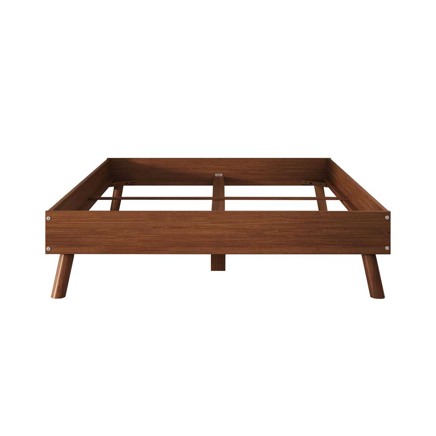 IDIMEX Futonbett Karri 140x190 aus Massivholz, Kastanien Farben - Robustes Doppelbett mit konischen Beinen, moderner Holz Bettrahmen, Mittelsteg mit Stützfüßen