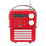 ▲Schönheitsblick---weiches Leder um den Radio und Special Leder & beweglichen Griff; Klassischer Vintage Radio im ABS-Gehäuse