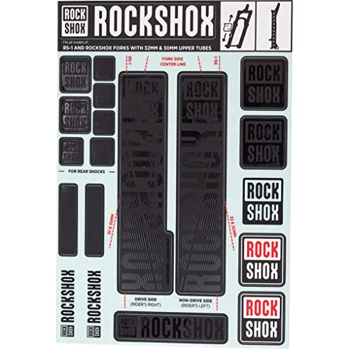Rockshox Aufklebersatz 30/32Mm Und Rs1 Stealth, Sid/Reba/Revelation (<2018) Sektor/Recon/X32/30G/30S/Xc30, 11.4318.003.496, Sticker Set Unisex, Nero, 