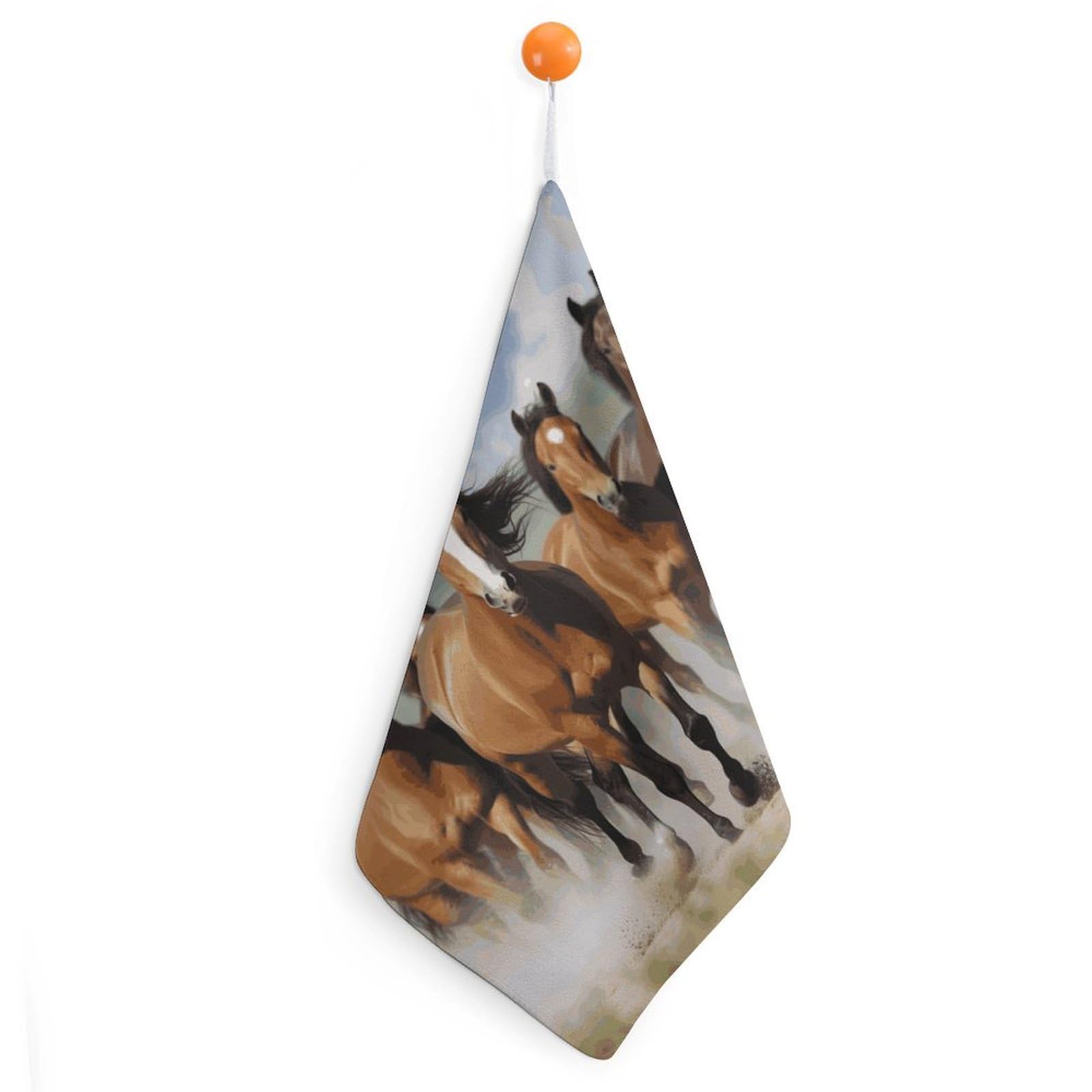 VstaDank Horses Washcloth with Hanging Loop Quick Dry Microfiber Hand Towel Highly Absorbent Wash Cloth Reusable Makeup Remover Cloth Soft Feel Fingertip Towel for Bathroom