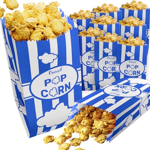 Image of CUSINIUM 1oz Royal Blue Paper Popcorn Bags (100-pack) - Carnival Theme - Customizable
