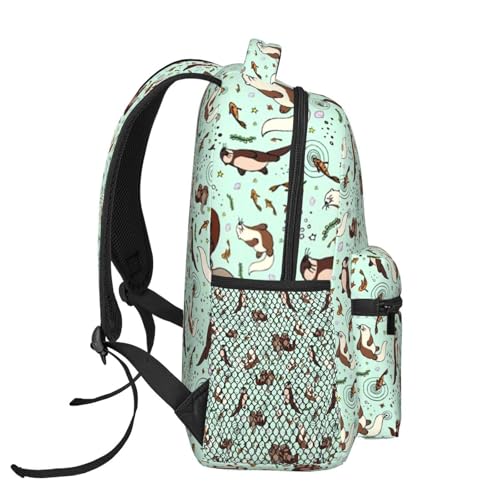 Happy Sea Otter Backpack Laptop Backpack Sports Travel Shoulder bag Light casual backpack3