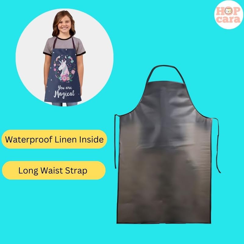 Hopcara® Kids Apron | Little Princess Unicorn Apron for Girls | Waterproof & Washable | Adjustable Neck | for Painting Cooking Baking Sculpting | Digital Printed 8-15y 4