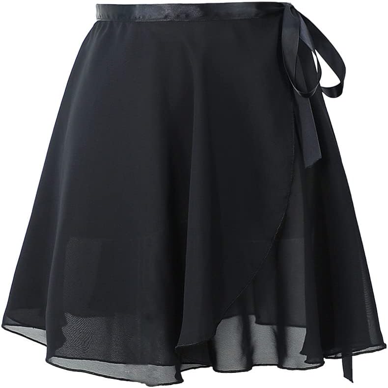 Women's Chiffon Ballet Skirt Adjustable Lace up Dance Gymnastics Sheer Scarf Skirt