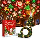 Christmas Projector Light, USB Powered Christmas Night Light with 6+ Holiday Patterns, Flexible Tree Lamp for Bedroom, Ceiling, Desk & Holiday Decor