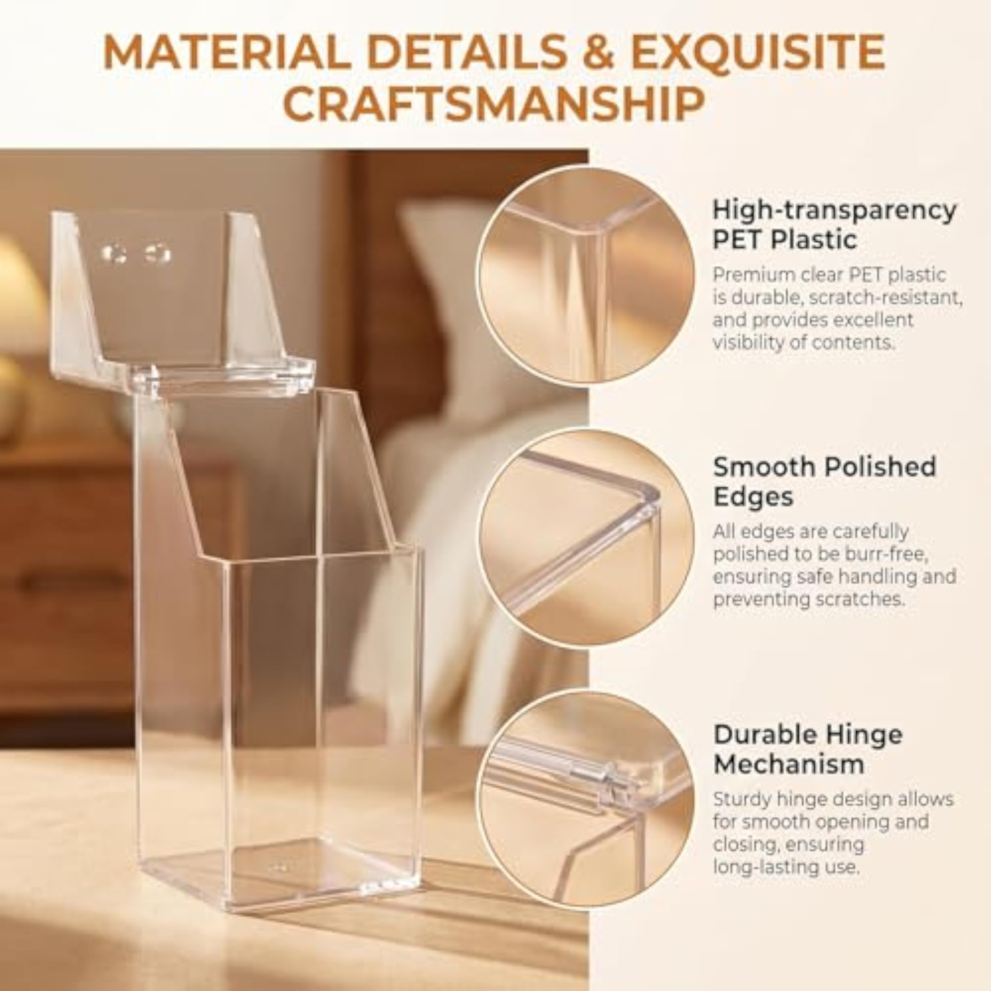 Clear Acrylic Makeup Brush Holder, Dustproof Storage Box