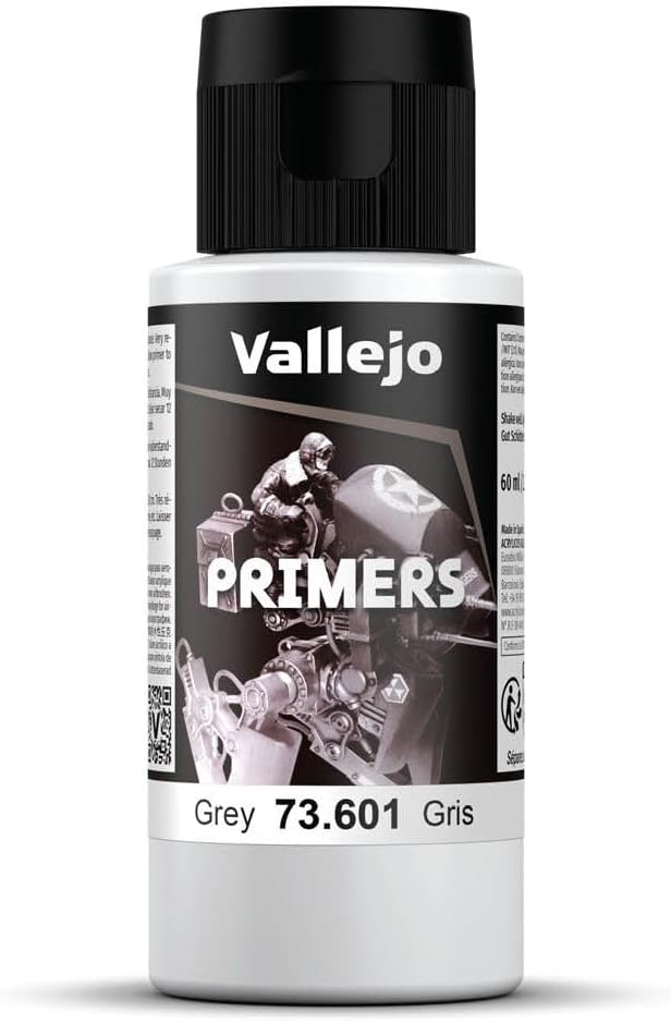 Surface Primer Color | Grey Acrylic Primer 60 ml (2.02 fl.oz.) | Matte Finish and Fast Drying | Perfect for Airbrushing and Great Adhesion to Figurines and Scale Models
