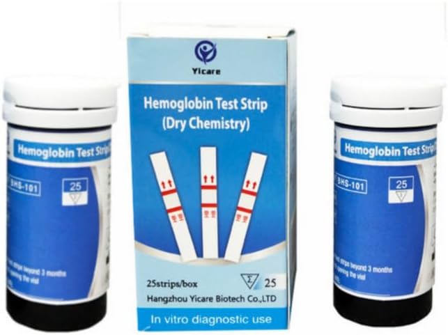 Hemoglobin Meter Hemoglobin Test Meter Hemoglobin Test Kit Analyzer + 75pcs Strips, Blue
