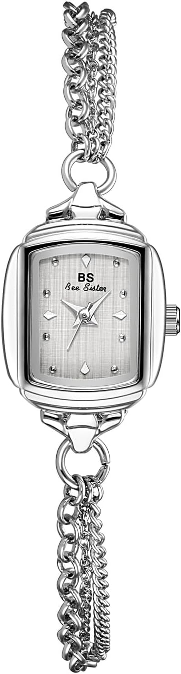 Womens Dainty Silver Gold Silver Rectangle Pearl Dial Tassel Chain Ultra Thin Waterproof Quartz Watch Ladies Dress Casual Elegant Analog Wristwatch Bracelet - Image 2