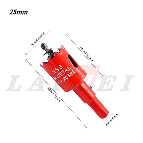 Miniatura 2 de Laiwei HSS - Cortador de agujeros de 0.984 in, sierra y cortador de agujeros bimetálicos para paneles de yeso y láminas de metal de plástico y