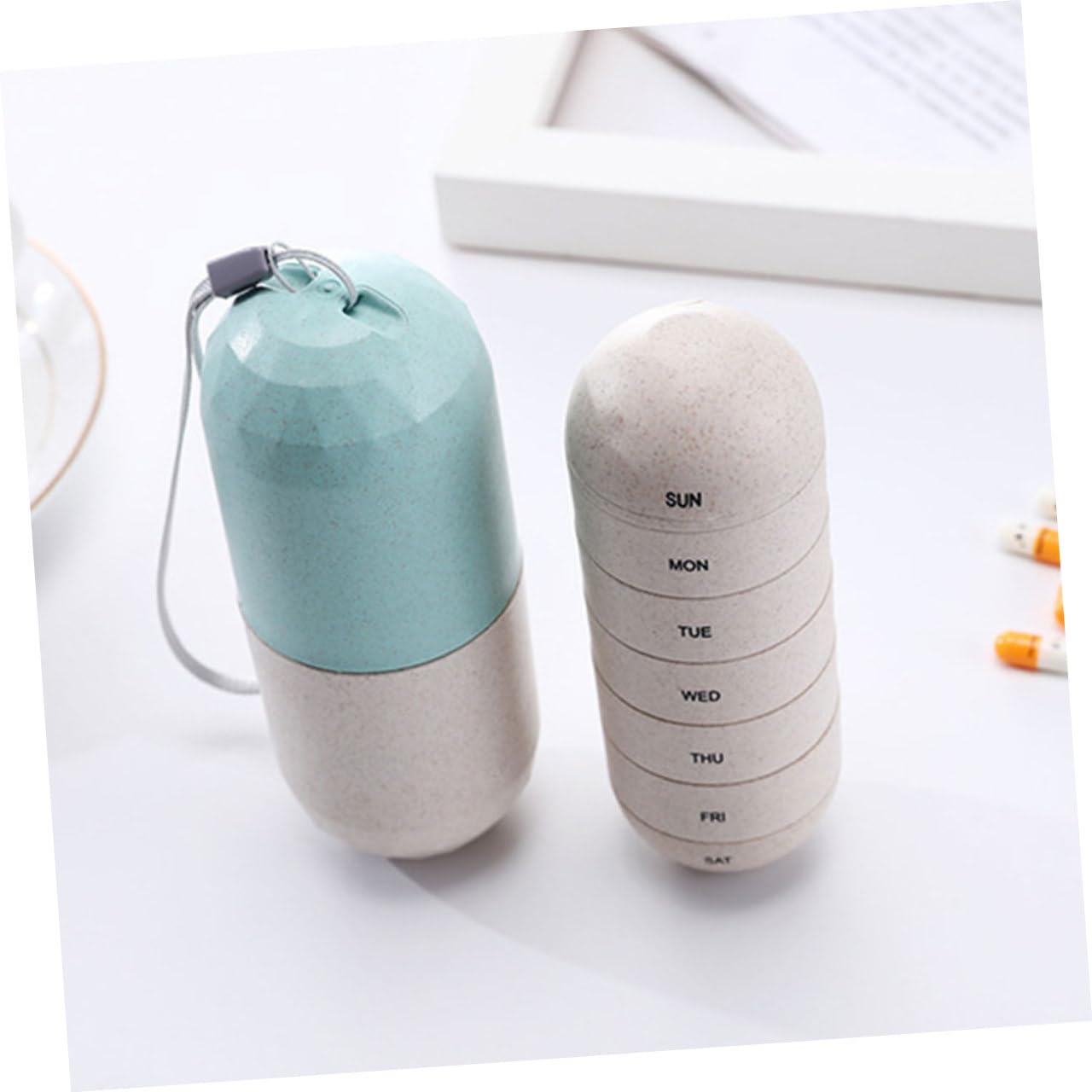 Beaupretty 2 Ensembles pilulier scellé pilulier semainier hebdomadaire boite medicament organisateur hebdomadaire cas 7 jours étui de rangement pour pilules empilable