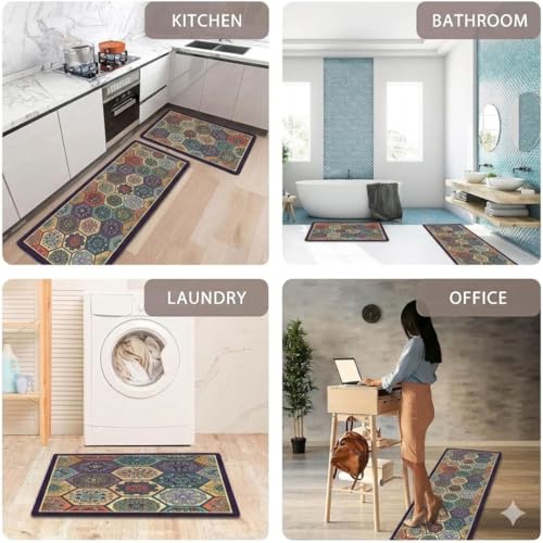 Image of Kitchen Anti Slip Mat for Floor, Waterproof Washable Kitchen Mats, Non Slip Kitchen Floor Mats for Home, Soft Mats for Kitchen, Kitchen Mats for Floor Anti Slip (HEXAGONE MAT)