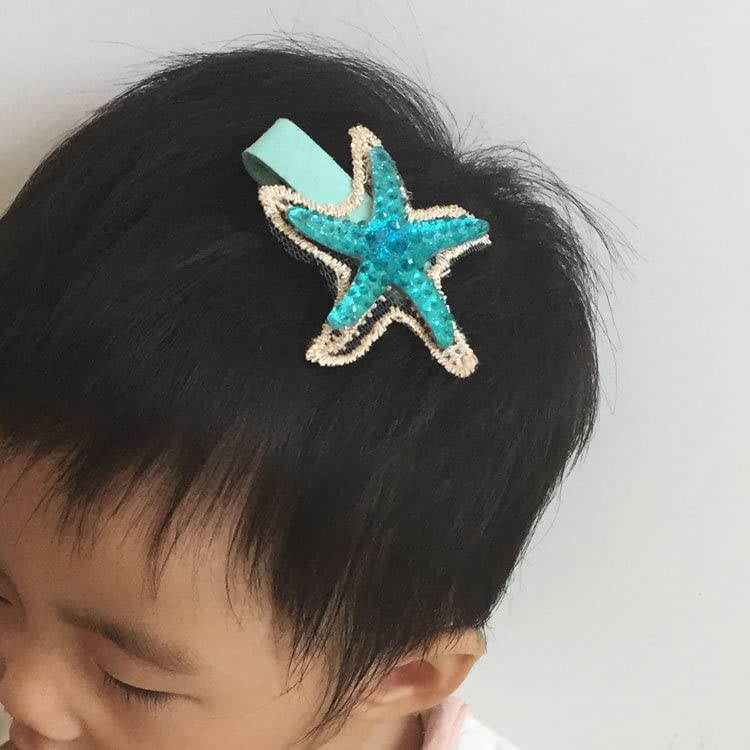 Vista 5 de Pinza para el pelo de cola de sirena, horquilla de cola de pez, conchas de mar, pinzas de sirena BBG31 (estrella de mar)