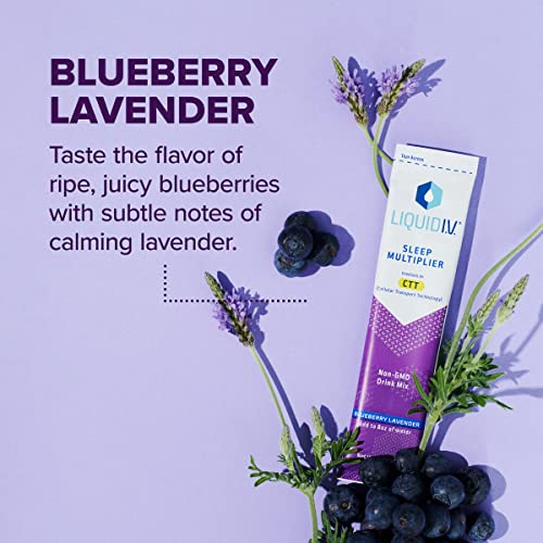 Liquid I.v. Sleep Multiplier, Fast-Acting Blend Of Melatonin, L-Theanine, Valerian Root - Blueberry Lavender | 10 Sticks #TOP3