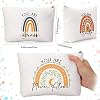 Coume 10 Pcs Canvas Makeup Bags Bulk, Inspirational Quotes Cosmetic Zipper Encouragement Travel Pouch Toiletry Bag for Women Teacher Friend CNA Nurse(Multicolor,Rainbow)