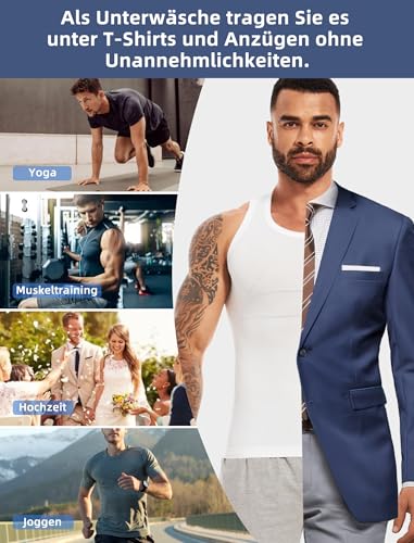 MISS MOLY Shapewear Herren Tank Top Ärmellos Body Shaper Elastische Bauchweg Unterhemd Weiß XXL