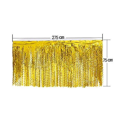 Leegleri Plastic Metallic Foil Fringe Table Skirt Tinsel Curly Willow Party Table Skirt Banner For Mardi Gras Party thumb #5