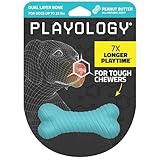 Playology Dog Toys | Dual Layer Bone Durable Chew Toy Bone for Dogs | Small Peanut Butter Scented Toy - Easy to Clean and Made from Non Toxic Materials