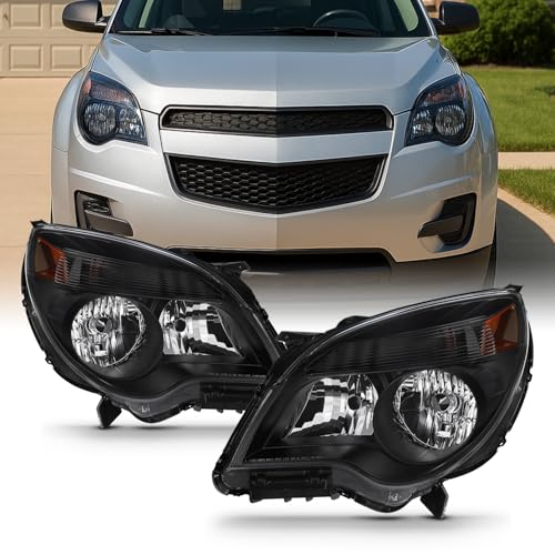 AKKON - For 2010-2015 Chevy Equinox Halogen Type Black Bezel Headlight Lamp Replacment L+R