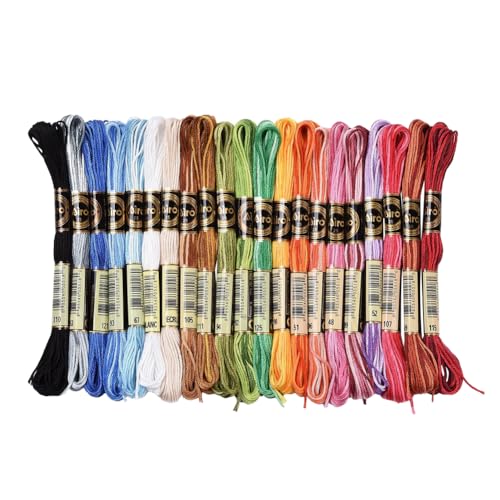 Image of 21 Skeins 6 Strands Variegated Embroidery Floss Cross Stitch Threads Gradient Color Friendship Bracelet Needlepoint String Thread for Jewelry Making Bracelet Knitting Stitching Crafts Supply