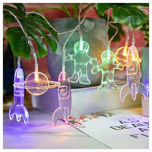 XINGHE LED ljuskedja lampion,kreativa LED strålkastare,raket universum astronaut form stränglampa,utomhusbelysning hem trädgård uteplats gräsmatta fest dekor belysning,batteridriven (Färgglad,1,5M 10LED)