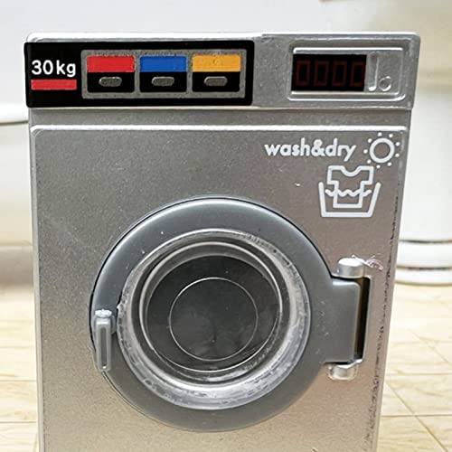 Goodliest 1:12 Scale Miniature Dollhouse Washer Openable Lid Washing Machine Model Miniature Dollhouse Furniture Washer Dryer For 1/12 Doll House Decor Grey #TOP4