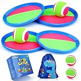 【Indoor- und Outdoor-Spiel】 Dieses Klettball-Spiel kann die körperliche Gesundheit und die Hand-Augen-Koordination von Kindern verbessern. Begleiten Sie Kinder, um Spaß mit diesem Klettballspiel-Set zu Hause, im Garten, im Park oder am Strand zu haben. Schnapp dir das Klettball-Set mit der niedlichen Dino-Tasche, die wir für dich vorbereitet haben, und genieße den Spaß mit deinen Liebsten, wo immer du auch bist.