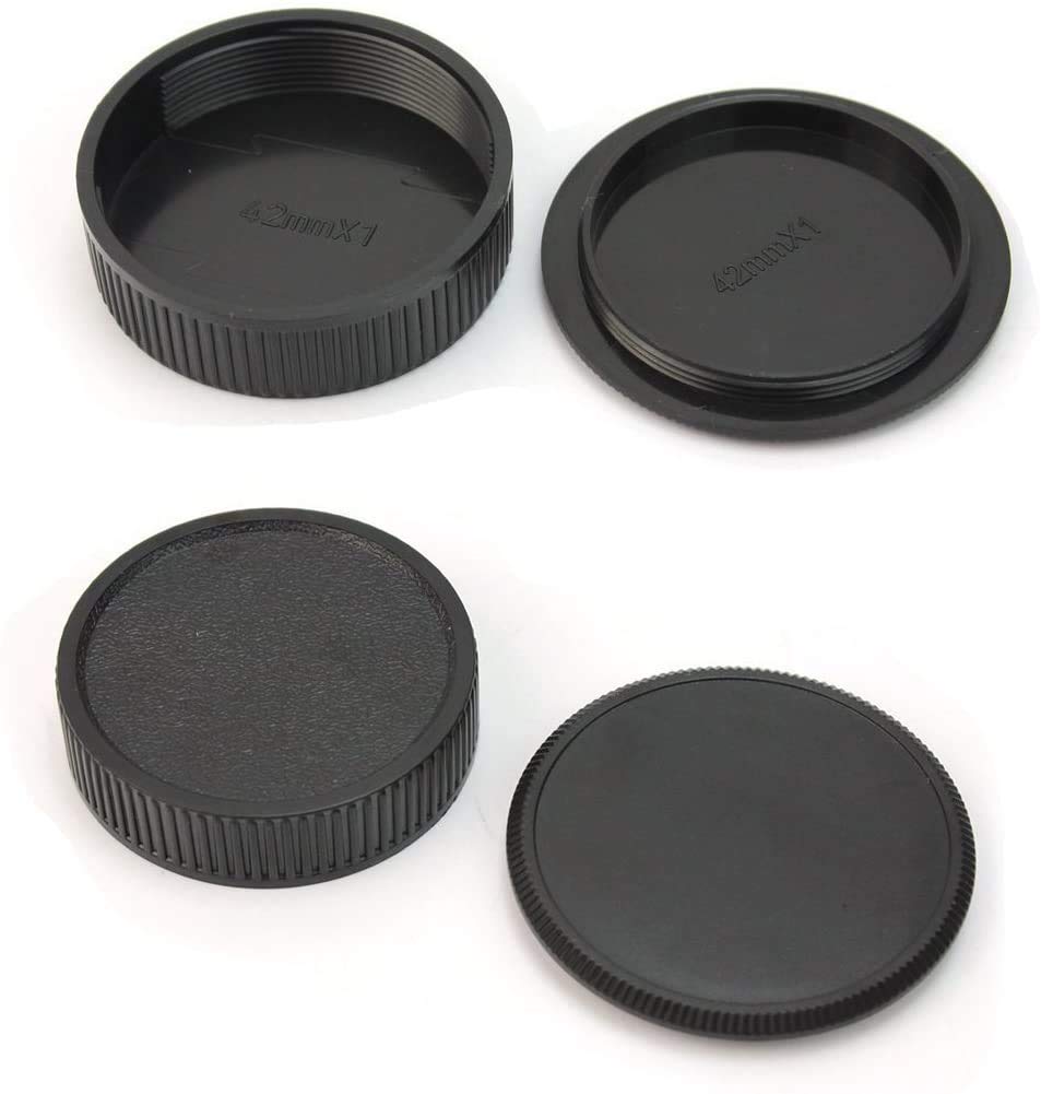 Camera Body Cover & Rear Lens Cap Compatible with M42 Screw Mount 35mm SLR Film Lens [2+2 Pack]
