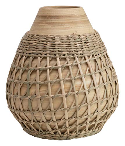 Creative Co-op Bamboo Seagrass Weave Vase, Beige