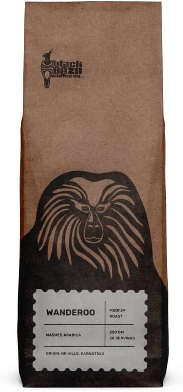 Black Baza Coffee, Wanderoo, Medium Roast, Freshly Roasted, Organic, 100% Arabica (Medium Fine Grind, 250 grams)