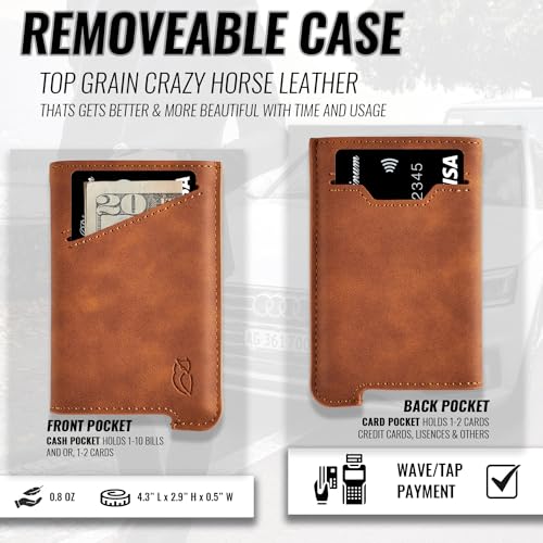 Minimalist Wallet for Men – RFID Blocking Wallet with Removable Leather Case and 2 Straps – Sleek Aluminum Credit Card Wallet Holder – Compact and Lightweight – Elegant Mens Slim Wallet4