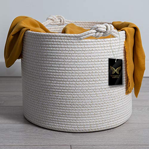 Luxurious Woven Cotton Rope Basket | Decorative, Elegant & Durable Wicker Laundry Bin