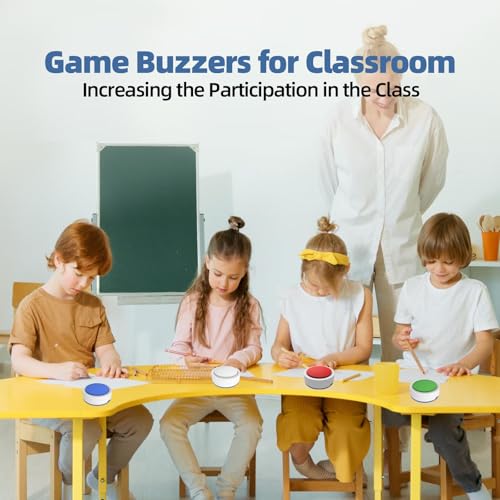 Image of SavvyMate Buzzers for Trivia Games with, Jeopardy Buzzers with Light and Sound, Game Buzzers with 8 Buttons, Voice Prompt Trivia Buzzer System for Classroom, Family Parties /Group Game Activities