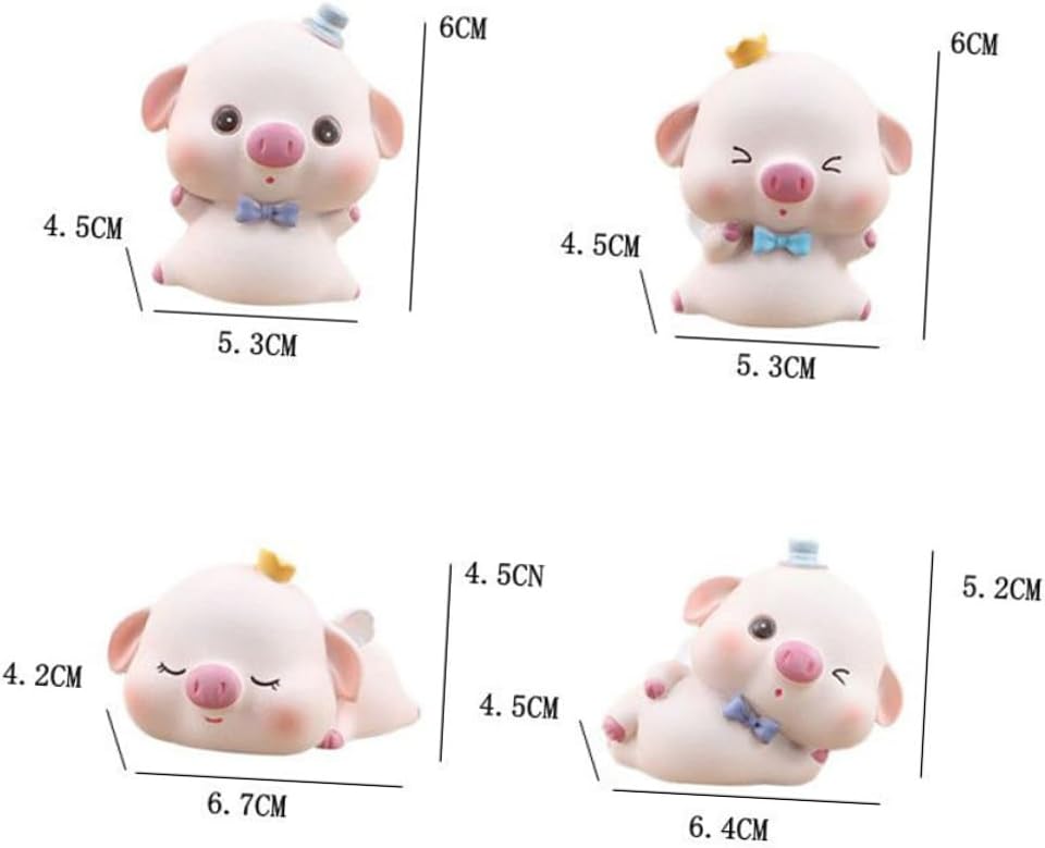 BESPORTBLE 4pcs Resin Pig Cake Ornaments Miniature Decorations for Birthday Parties Cute Animal Sculptures for Cake Toppers and Home Interior Display