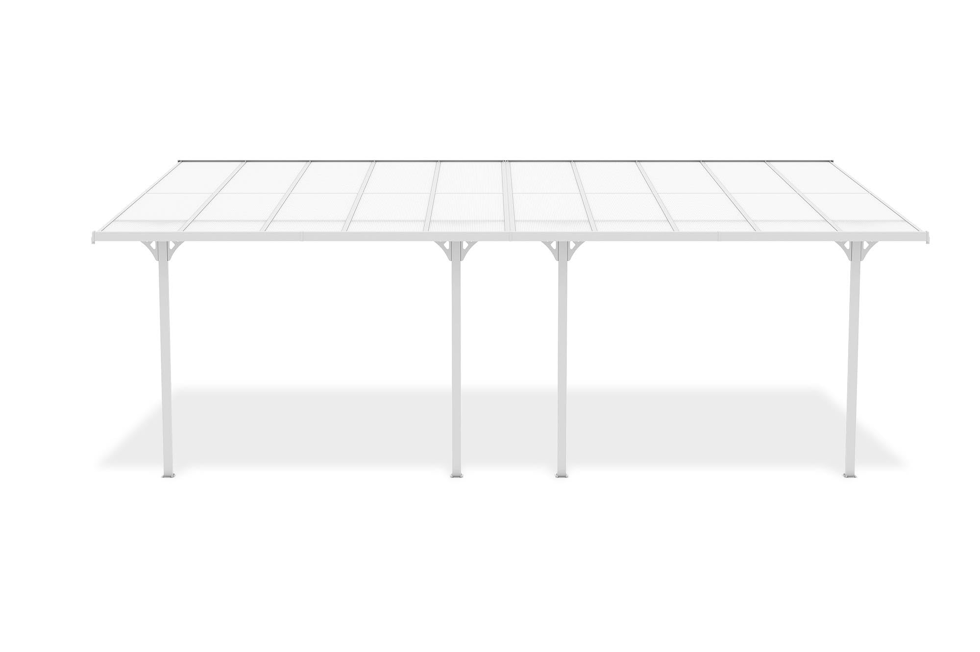 Cazeboo Carport Abri Voiture Toit Terrasse KLEO – 18 m² 6x3 m Aluminium Blanc Polycarbonate Anti-UV – Pergola adossée Robuste Anti-Rouille – Protection Pluie Neige Soleil – 626 x 300 cm