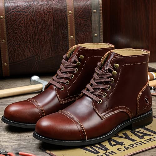 SL-Saint Handgemachte weiche Zehe Herren Klassische Stiefel Wasserdicht-Leder Kuhfell/Wolle Mode Winterschuhe (Braun Lederfutter, Erwachsene, Herren, 45, Numerisch, EU Schuhgrößensystem, M)