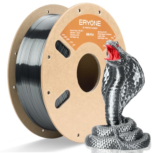Image of ERYONE Silk PLA Filament for 3D Printer 1.75mm + /- 0.03mm, Shiny Filament 1kg (2.1lbs) /Spool, Gunmetal Grey